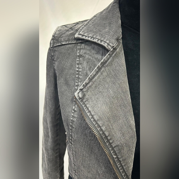 Silence + Noise OU women S moto jeans biker jacket gray wash gorpcore cropped - Picture 4 of 14